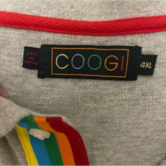 COOGI Embroidered Hands Green polo Rainbow Colors Size 3XL Cotton Vintage Y2K - Picture 7 of 7